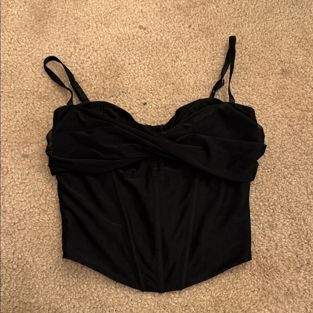 White Fox Boutique Black Corset Cami Top